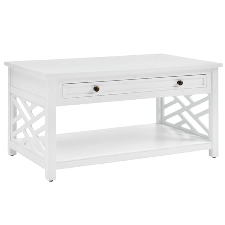 Alaterre Furniture Coventry 36"W Wood Coffee Table with 1-Drawer ANCT13WH